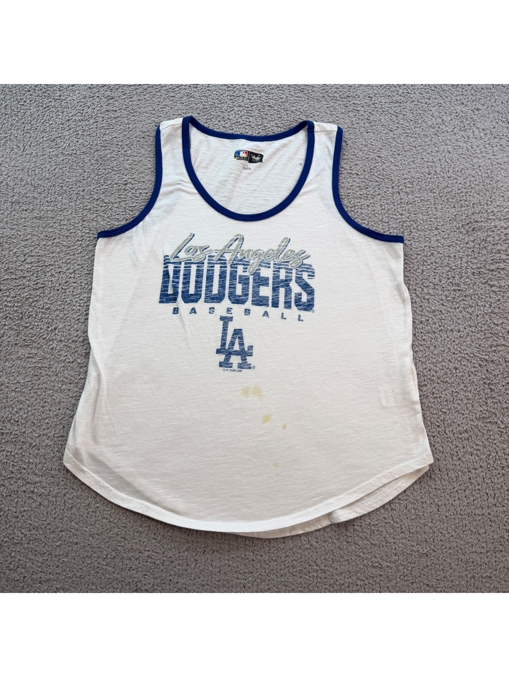 Los Angeles Dodgers MLB Carl Banks White Ringer Tank Top Womens M 2020 Baseball